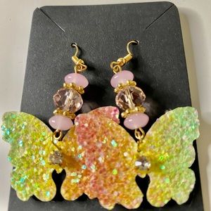 Super Cute Butterfly Glitter Dangle Earrings